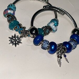 Silver and Blue Charm Bracelet Set